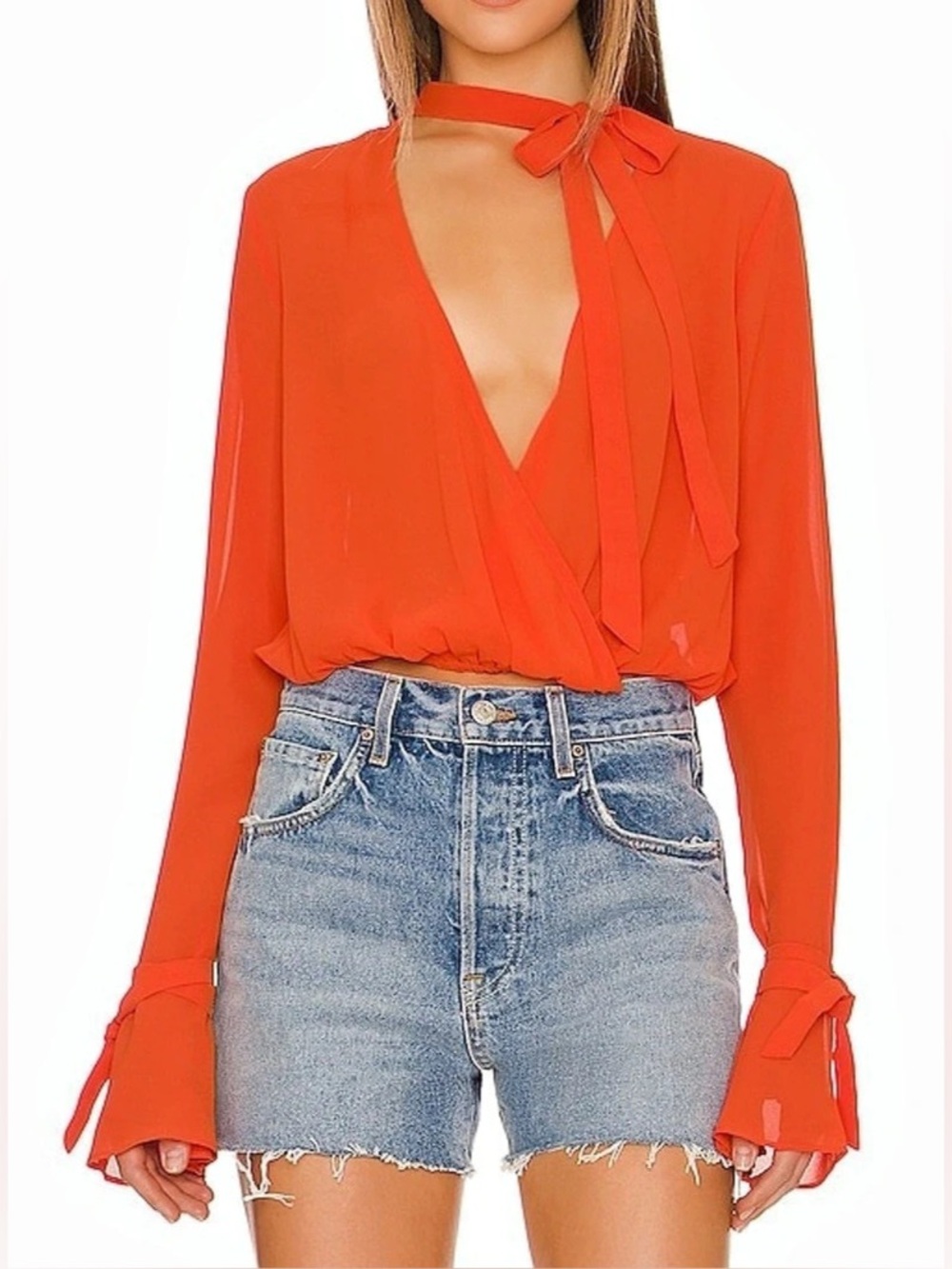 House of Harlow 1960 X Revolve Joli Tie Cuff Blouse l